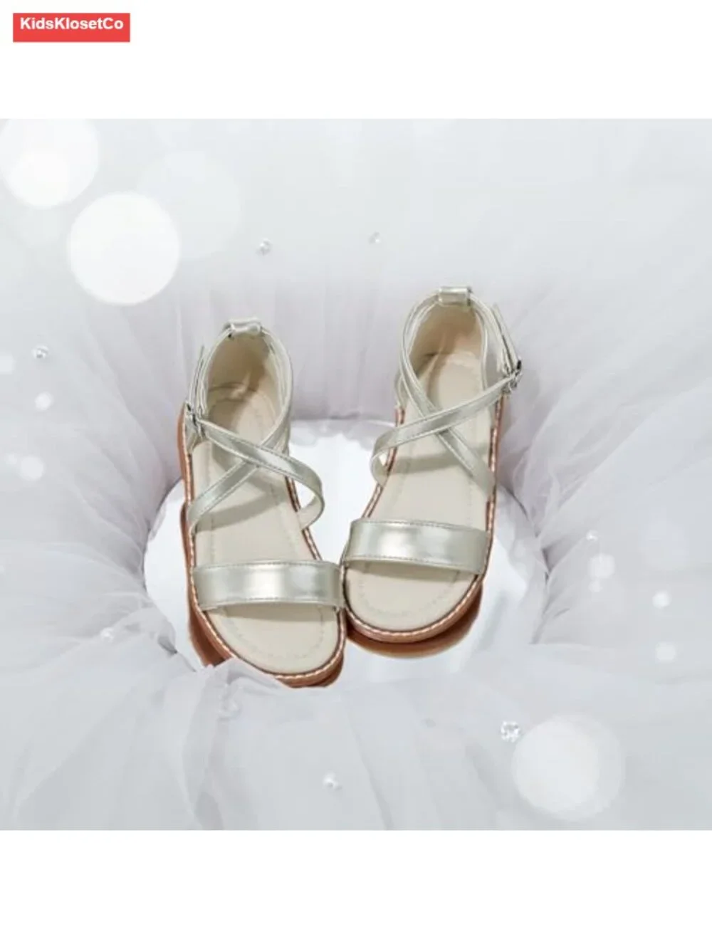 Toddler Girls Cross Strap Sandals Hook Loop Floral Flats